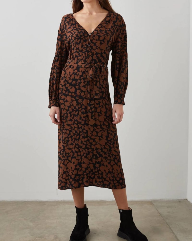 Front of a model wearing a size L Fabian Dress in Garden Silhouette in Garden Silhouette by Rails. | dia_product_style_image_id:337776